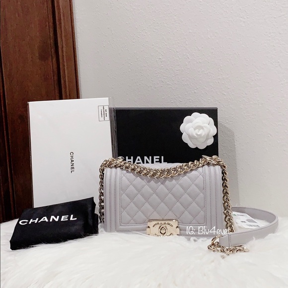 Chanel Small Boy Grey Caviar Lghw - Picture 3 of 4